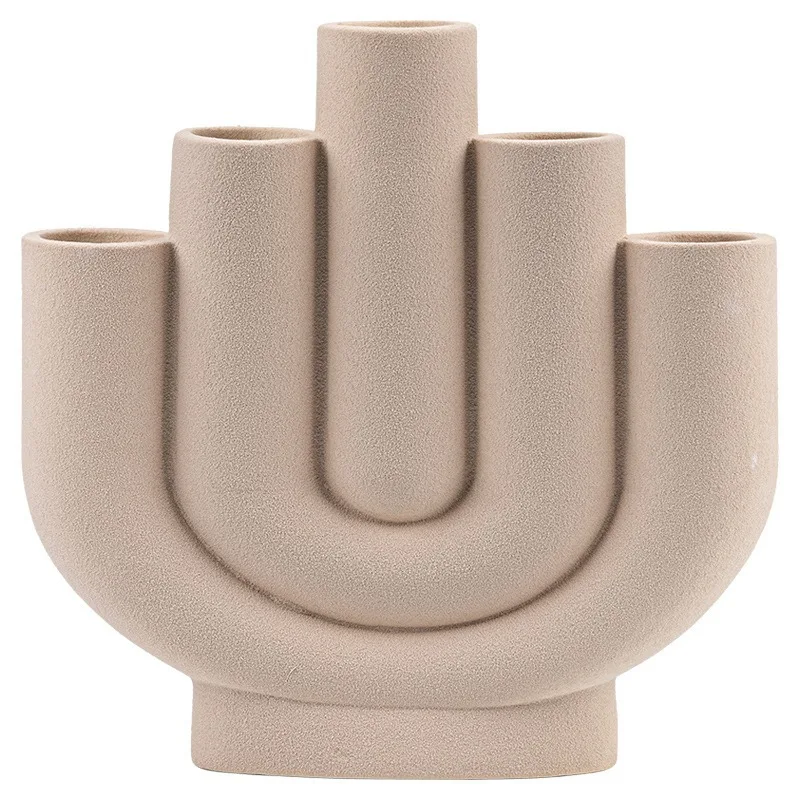 Frosted texture ceramic flower insert porous flower device Nordic style creative design home floral decoration