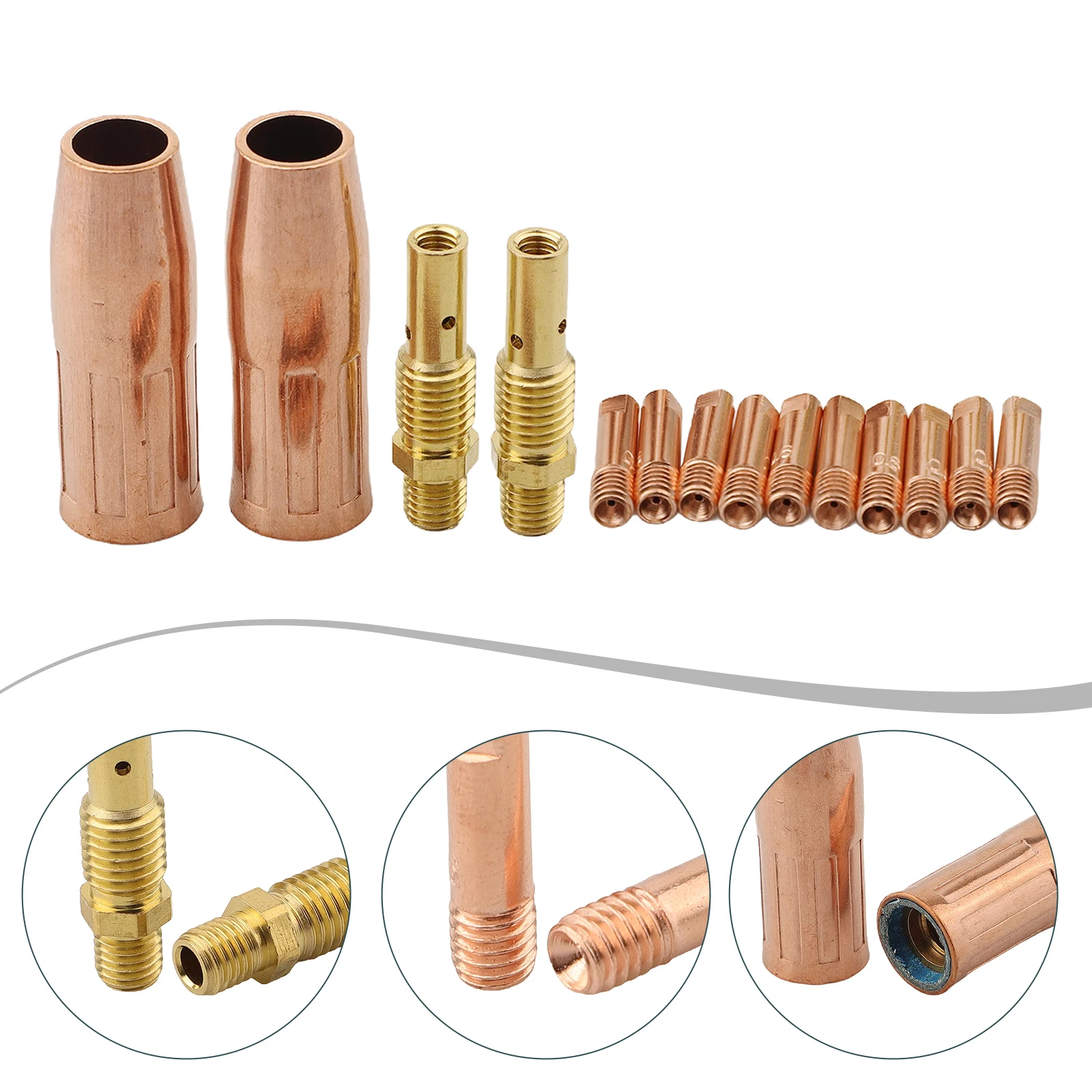 MIG Welding 14pcs Set for 100L Contact Tip Gas Diffuser Nozzle for M3 Copper Welding Torch Consumables with 0 6mm to 1 2mm Sizes
