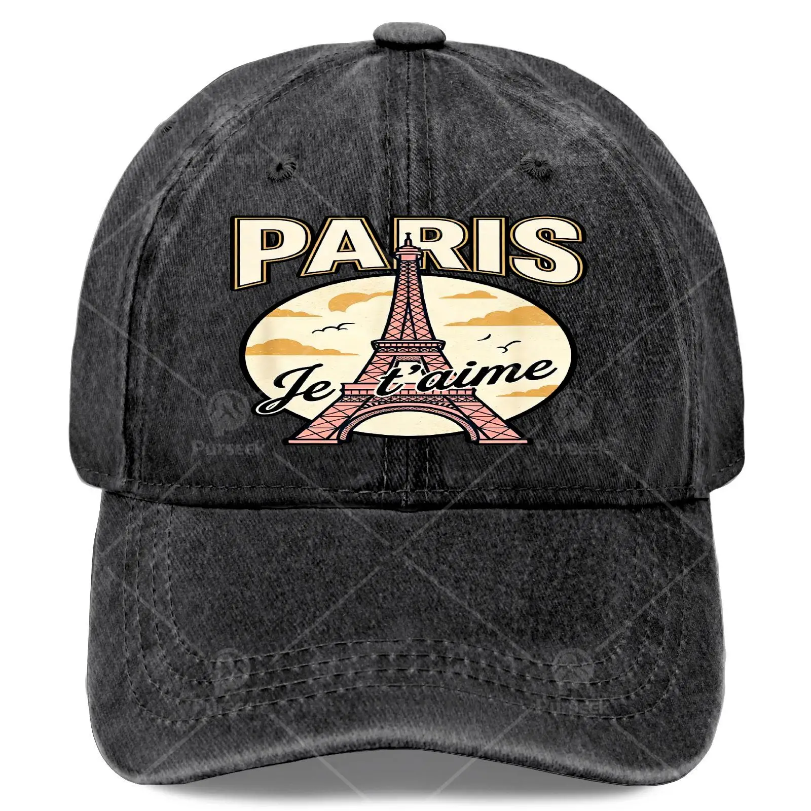 Paris Eiffel Tower Je Taime Vintage Baseball - Retro French Souvenir Hat Suitable for Travel, Unisex &, Iconic Eiffel Tower Prin