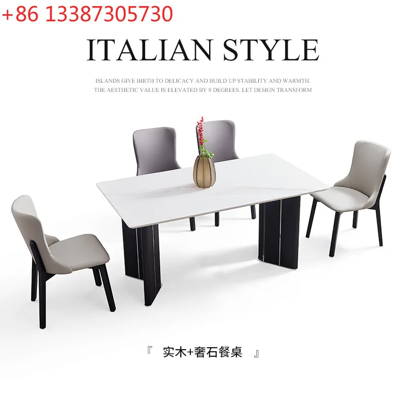 

Роскошный каменный джазовый белый прямоугольный обеденный стол, домашний роскошный каменный обеденный стол, светлый роскошный высокий смысл