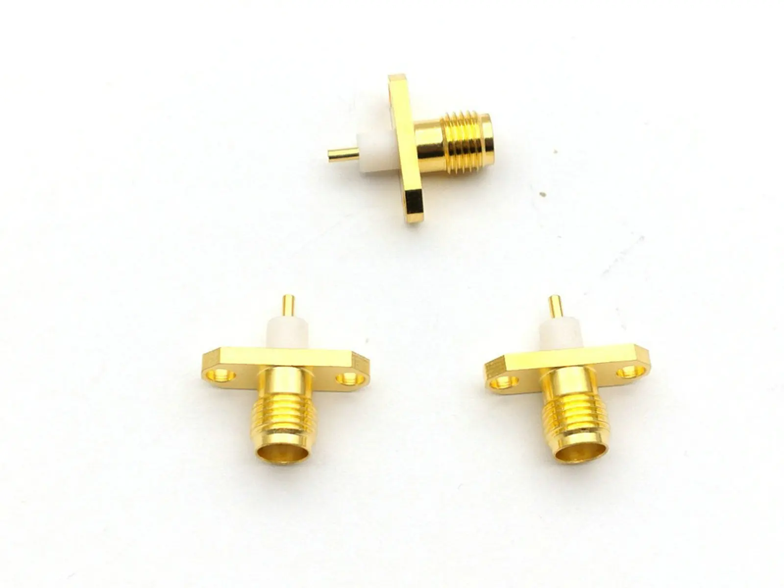 Gold SMA SMA female PTFE with 2 holes flange solder ADAPTER connector