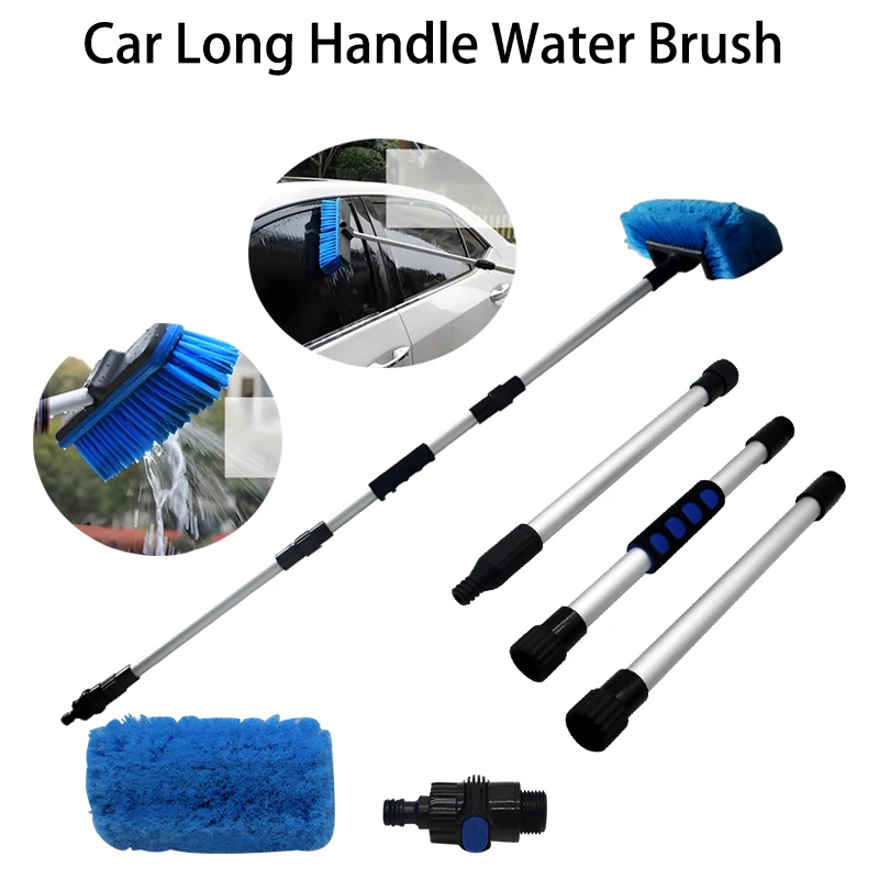 1 Piece Of Detachable Blue Three-Stage Telescopic Water Brush Car Wash Brush Long Handle Soft Brush Anti Scratch Car Wash Tool