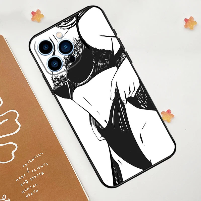 Sexy Nude Women Art Case For Apple iPhone 12 13 Mini 11 14 15 16 Pro Max Plus X XR XS Max Coque