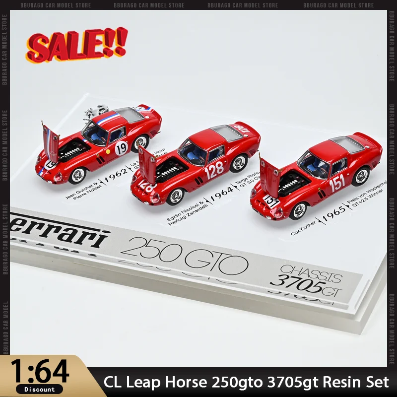 

New In Stock Cars Lounge Cl 1:64 Leap Horse 250gto 3705gt Resin Set Diecast Ornaments Limited Edition Custom Toys Kids Gift