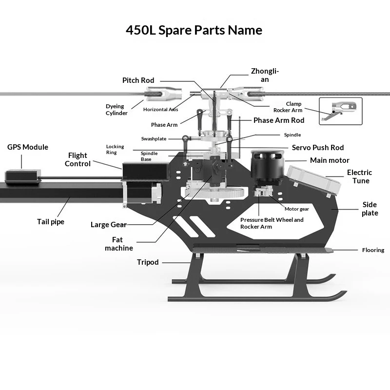 Flywing Fw450l-V2.5 Helicopter Original Accessories, Complete Set Of Pull Rod, Blade, Tilt Plate, Landing Gear, Motor, Etc view 3