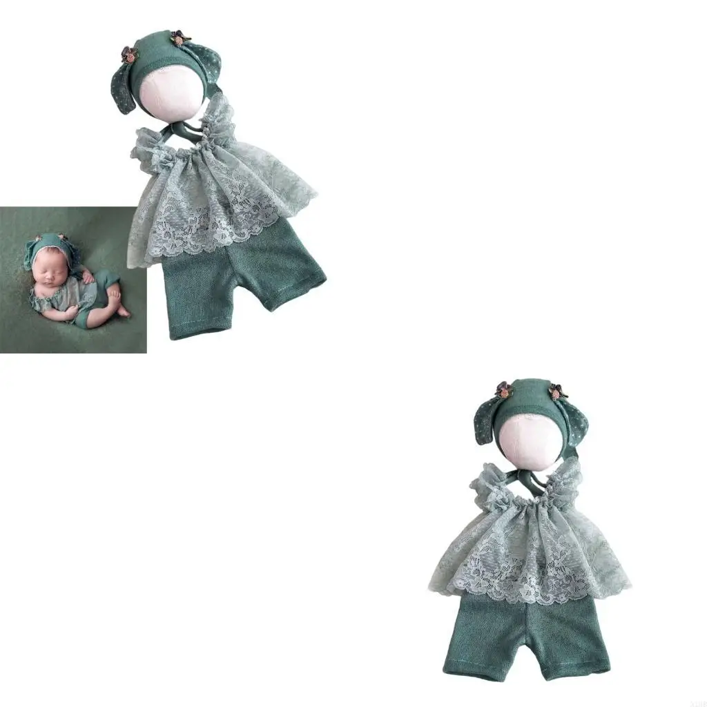 

1 набор очаровательных новорожденных фото платье кружево дизайн животных уш