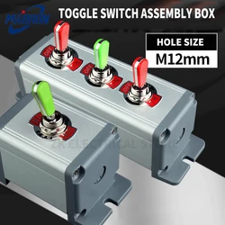 12mm Button Switch  3 and 2 Gear Plus Aluminum Alloy Mounting Box Toggle Rocker  250v15a