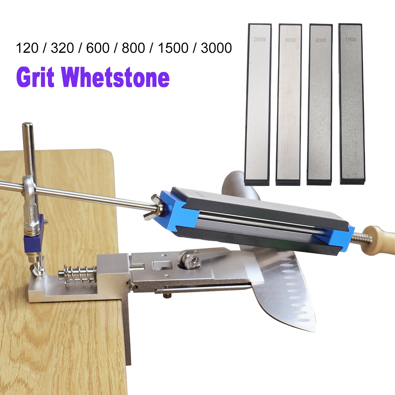 

Guided Sharpening System, Professional Sharpening Tool with 150/400/800/2000 Grit Diamond Whetstones for Kitchen and Outdoor