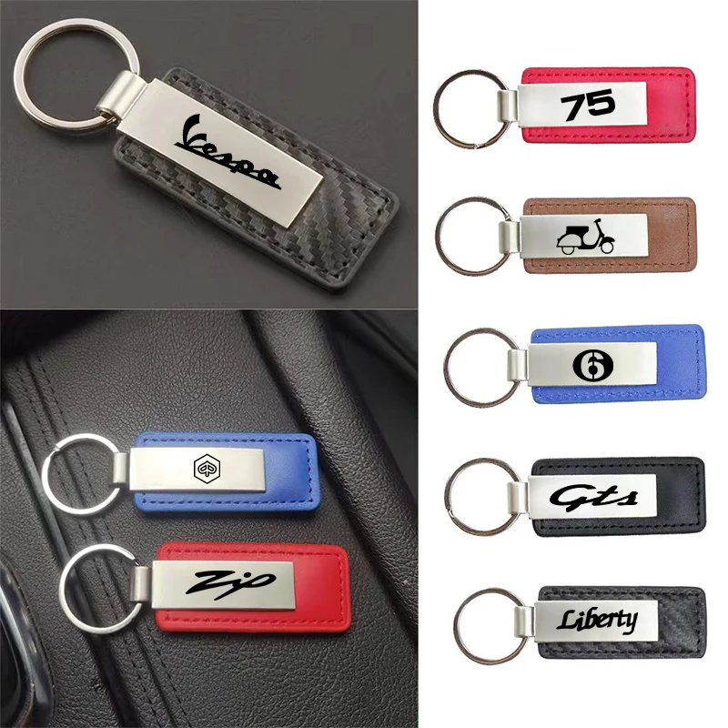 1PC Pu Leather Car Keychain Auto Key Ring For Piaggio Vespa GTS Super LX 125FL GTS 125ie 300ie Super GTV 250 GTS 300 150 125 200