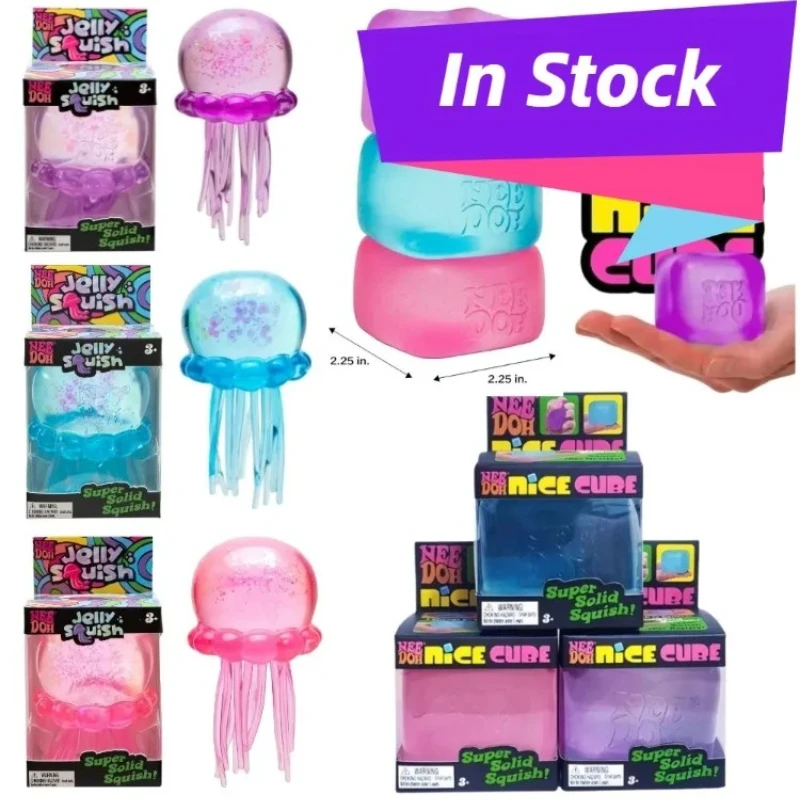 Juguete Sensorial Suave Schylling Needoh Jellyfish & Cube Squish, Juguete Antiestrés, Alivio del Estrés, Rompecabezas, Alivio de la Presión, Souvenir para Niños