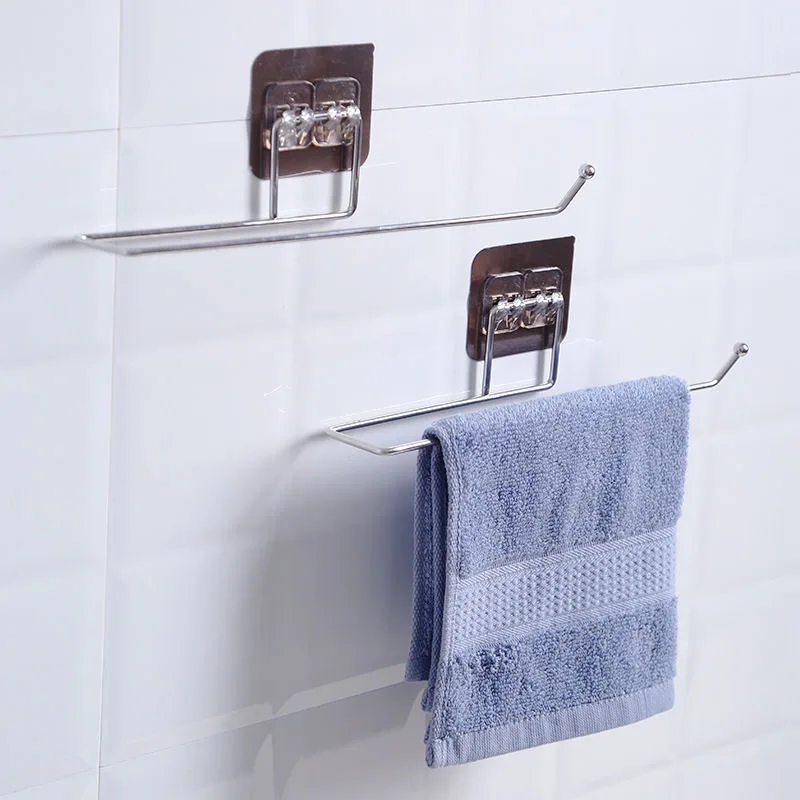 1PC Self-Adhesive Towel Holder Rack Kitchen Toilet Paper Holder Rack Roll Paper Holder Stand Storage Rack Bathroom Accessories