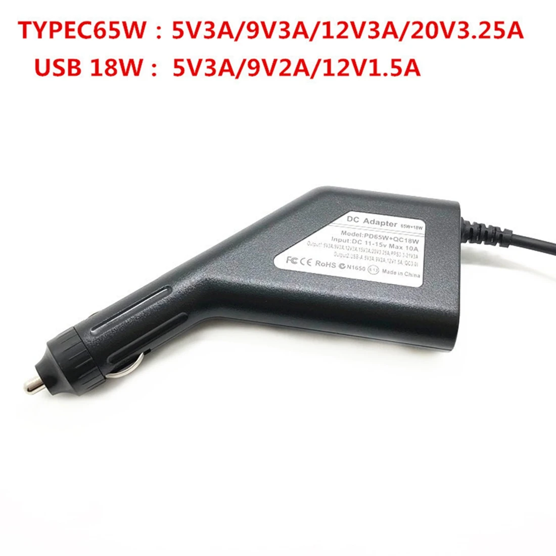 T07C-65W USB typu C Uniwersalna ładowarka samochodowa do laptopa Dc Zasilacz do Lenovo Hp Asus 5V 12V Quick Charge 3.0