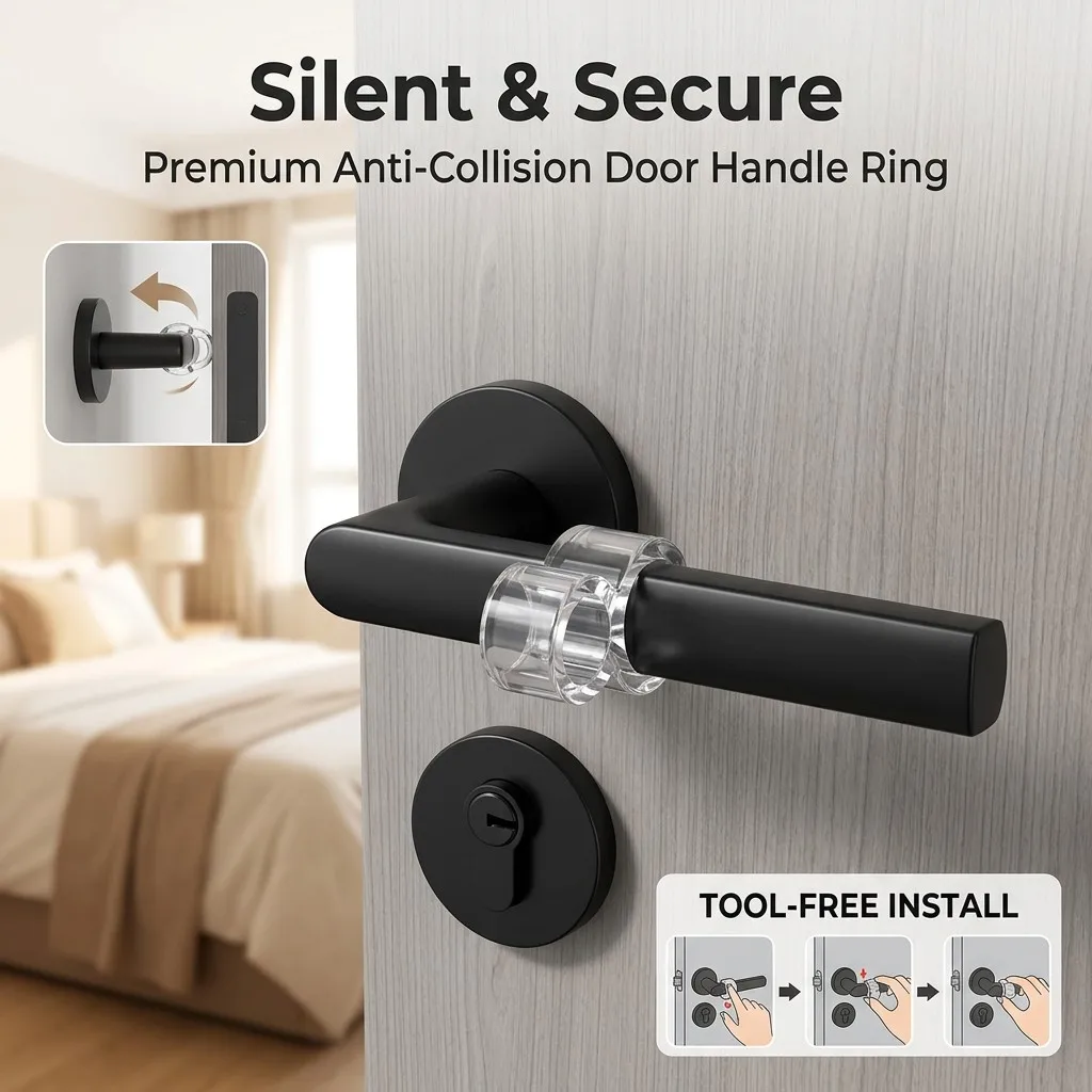 Silicone Magnetic Door Stopper, Drill‑Free Floor & Wall Mount Door Catch, Silent Anti‑Collision Door Holder for Wooden Bedroom I