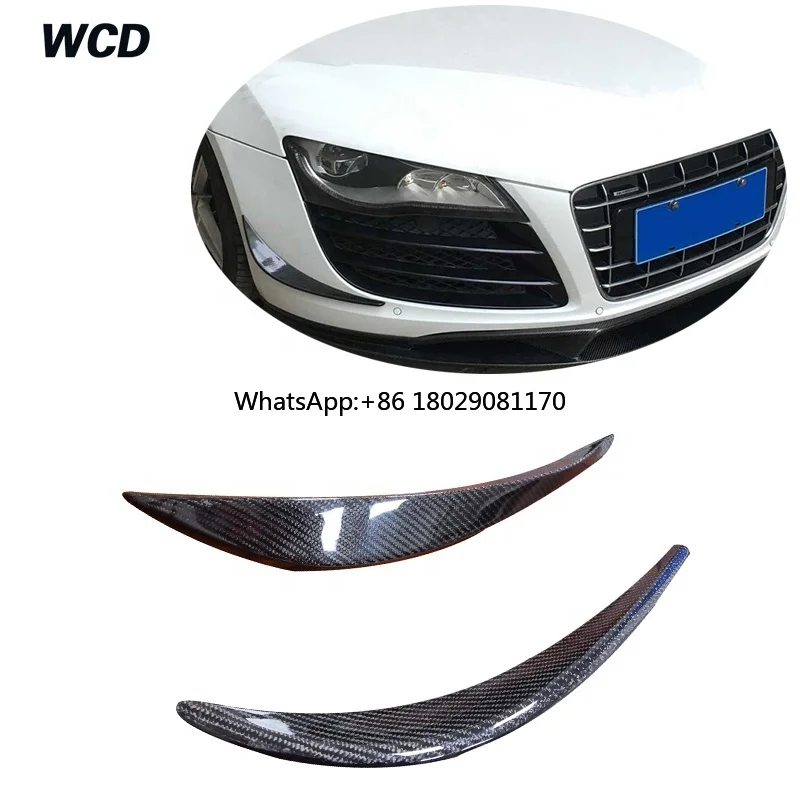 Audi r8 v8 v10 2 teile/satz carbon faser front splitter für r8 2014-2018 front stoßstangen splitter spoiler