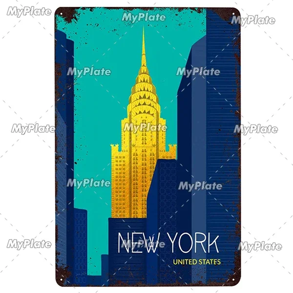 USA Zinn Zeichen Vintage Metall Zeichen Stadt Plakette Zauberstab Dekoration für Garage Bar Pub Mann Höhle dekorative Platte Eisen