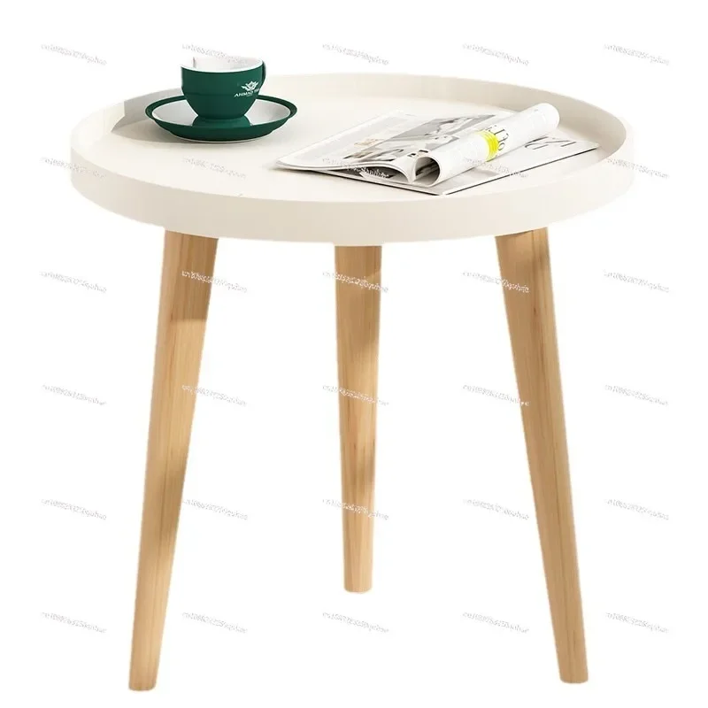 Nordic small round table coffee table sofa side balcony bedroom simple rental room living room simple round small coffee table