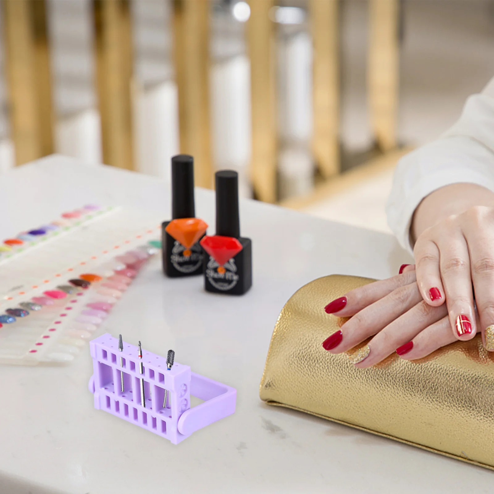 

2Pcs Nail Drill Bit Holder Multiple Hole Grinding Head Storage Organizer Durable Practical Nail Drill Bit Stand for Home Salon