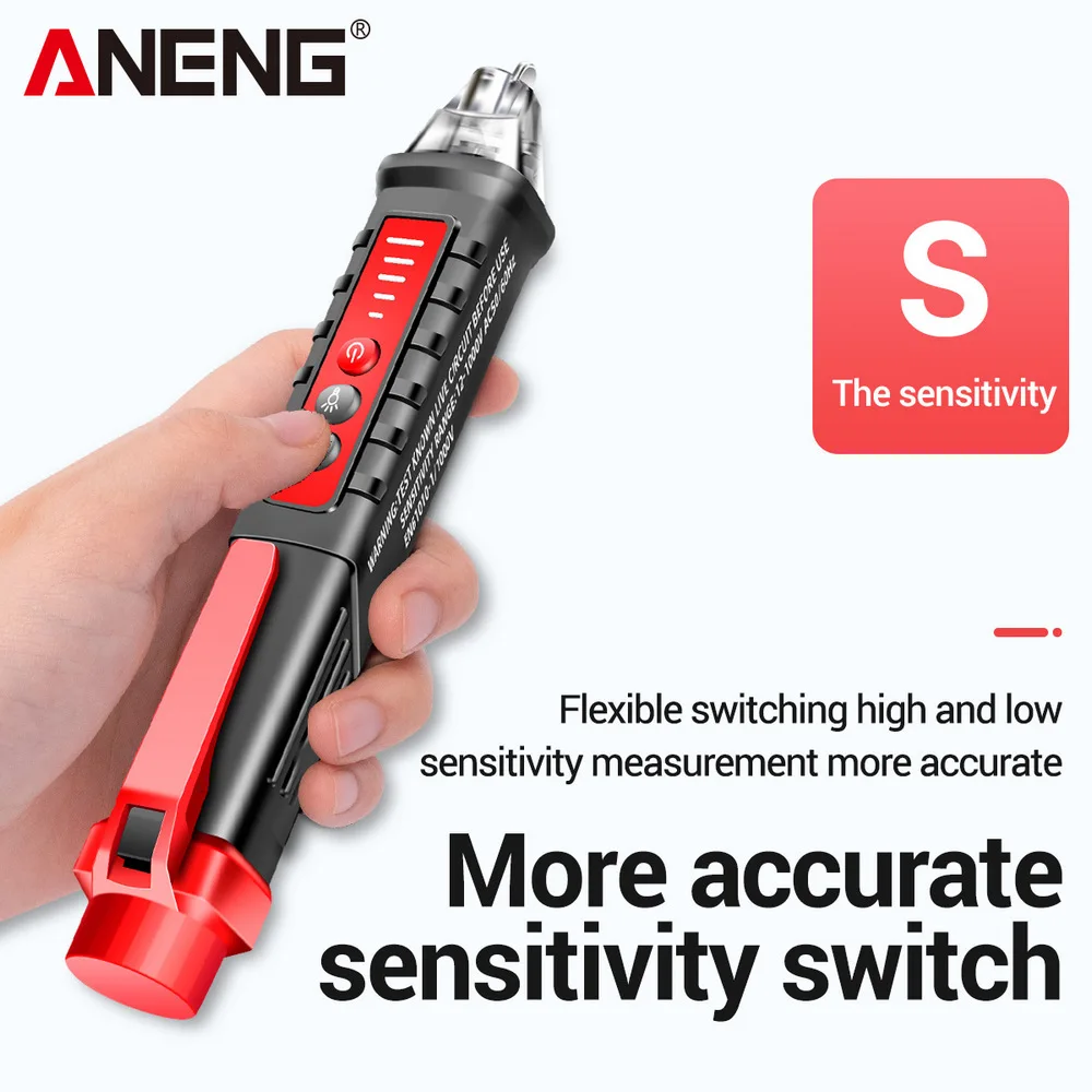 ANENG VD802 Portable Non-Contact AC Detector Tester NCV Sensitivity Pen Style Electric Indicator LED Voltage Meter Vape 12-1000v