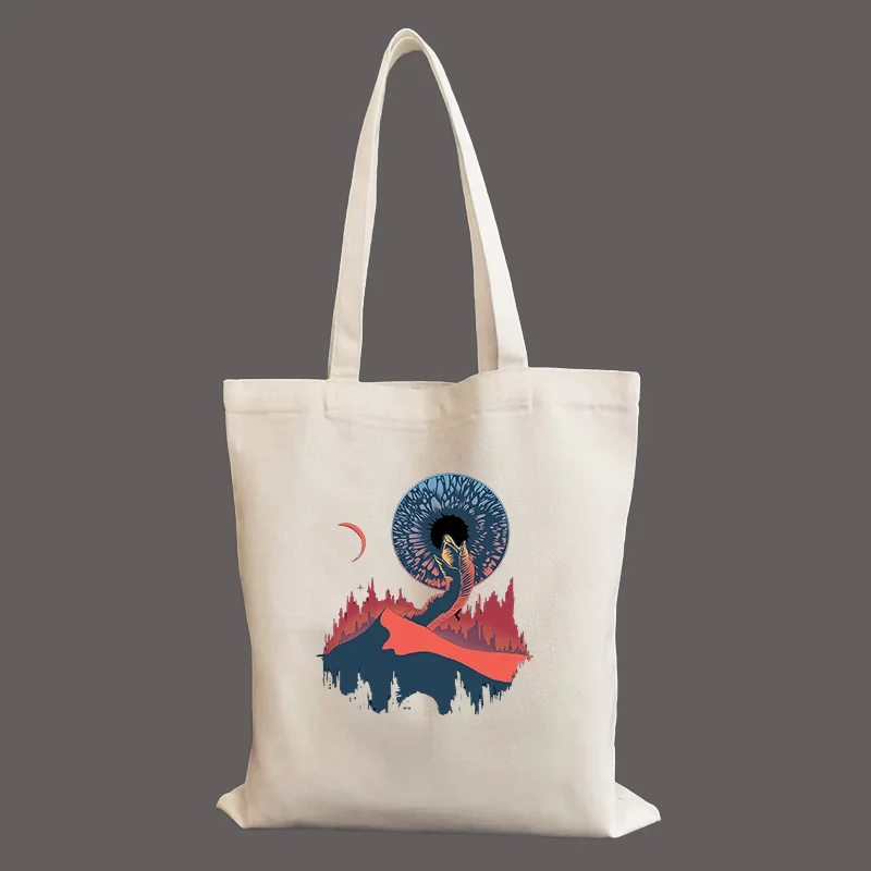 

Anime Frank Arrakis Dune Shopping Bags Women Sweet Canvas Leisure Daily Shop High Quality Harajuku All-match Grocery Bag