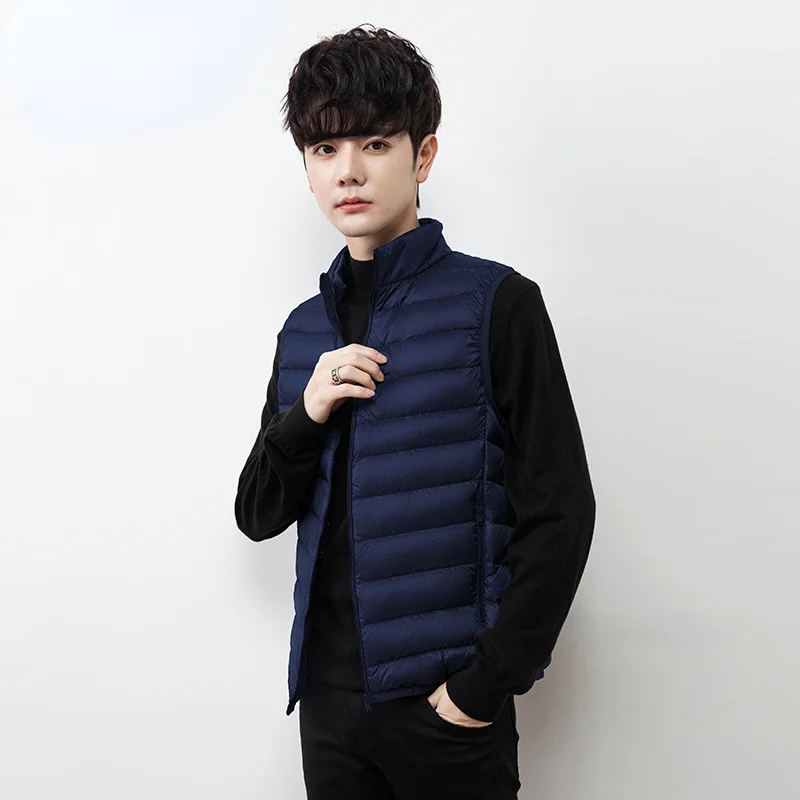 Fashion Light Down Vest Men Clothing Men’s Warm Short Casual Duck Coat 2024 New Solid Colour Winter Men's FCY1346