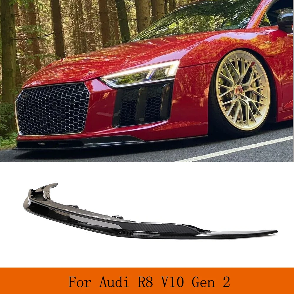 Dry Carbon Fiber Car Front Bumper Lip Spoiler  For Audi R8 V10 GT Gen 2 2016-2019 Car Front Bumper Racing Spoiler Body Kits