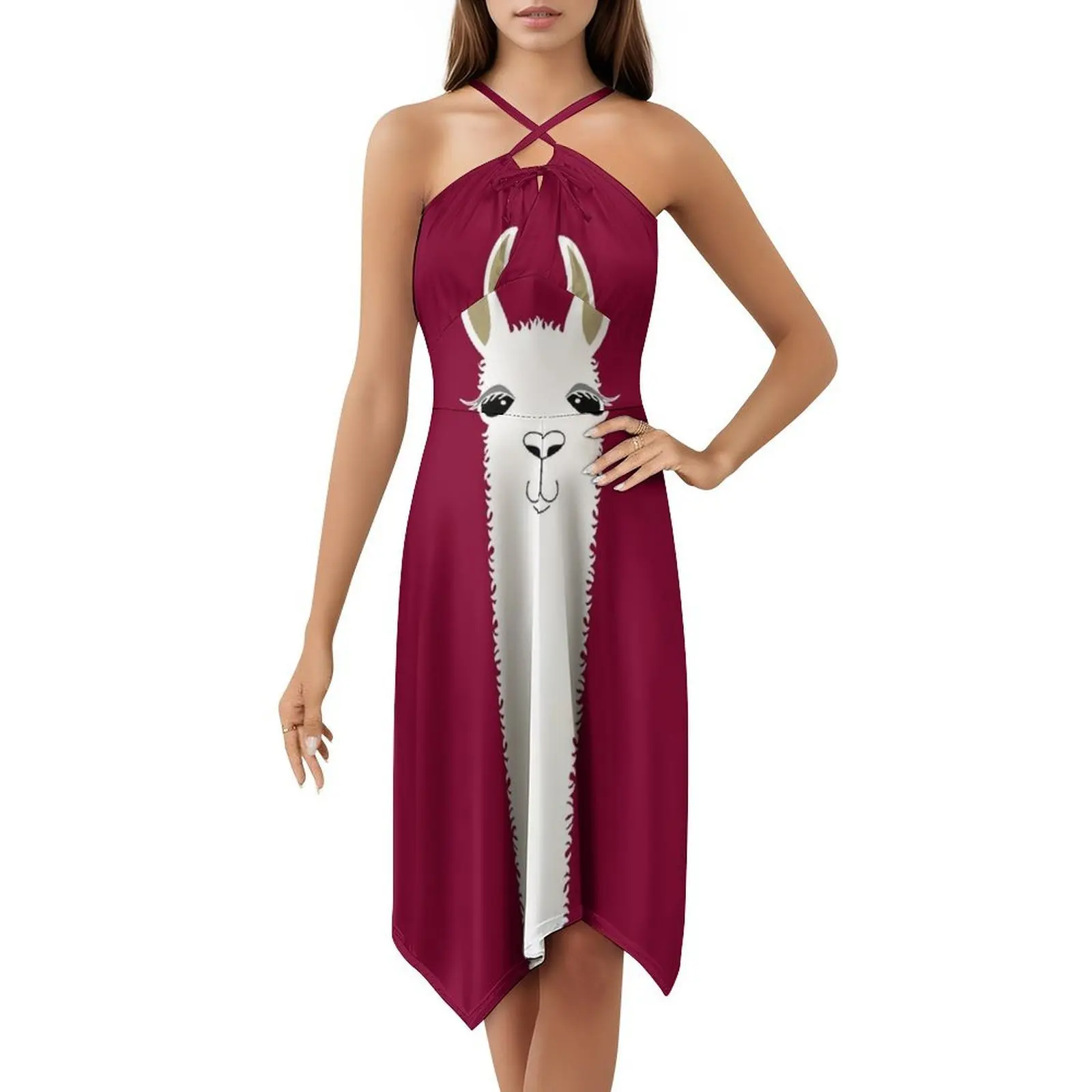 Llama Portrait #3 Women's Hip Hop Streetwear Dress Graphic Print Party Club Wear Portrait Llama Llamas Alpacas Alpaca Woman