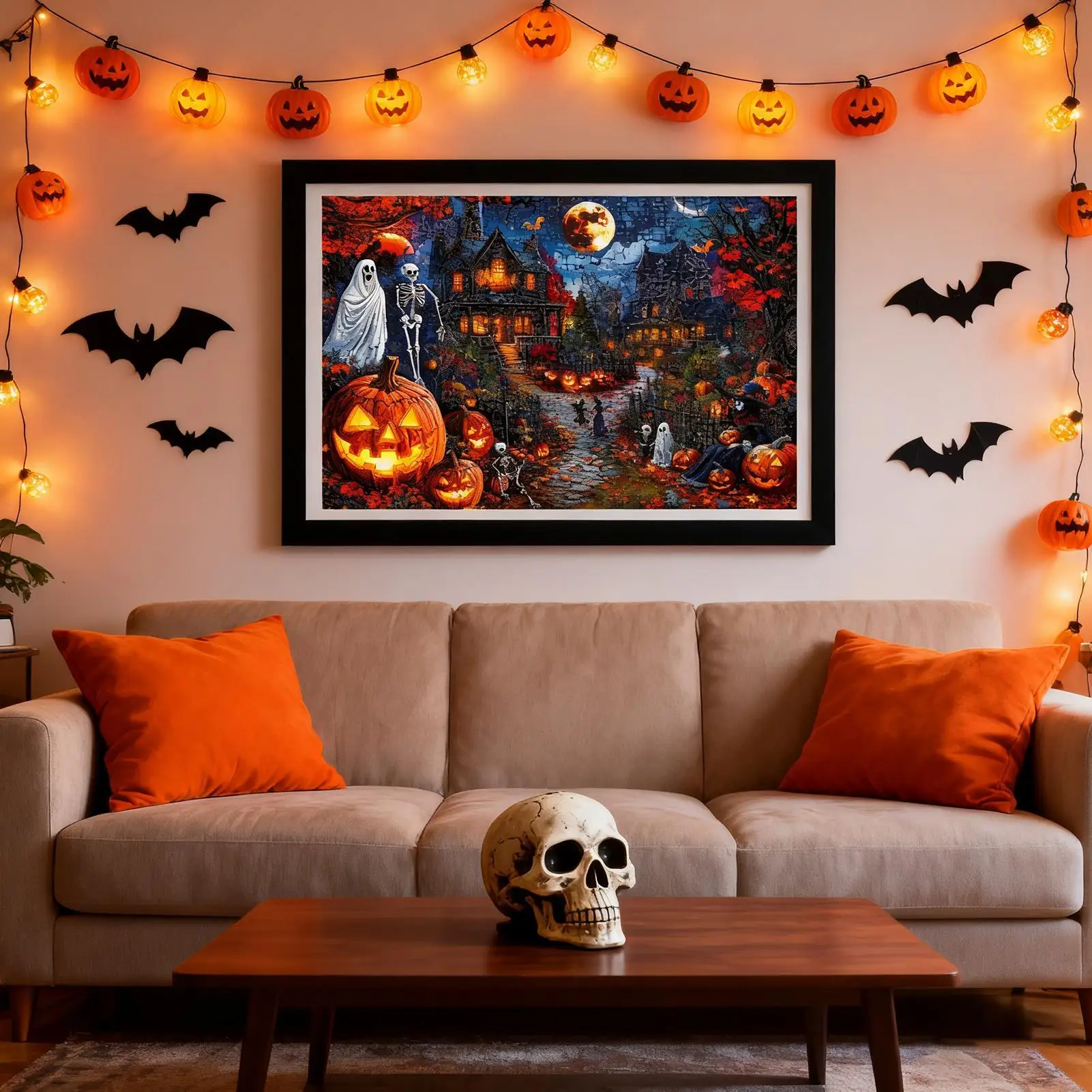 Halloween Puzzles For Adults 1000 Pieces Haunted House Family Jigsaw Puzzle Board Game Interactive Educational Toys For Family