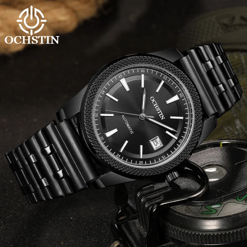 OCHSTIN Luxury Self‑winding Business Mechanical Watch for Men Masterpiece Collection Polished Metal Strap Water Resistant Clock