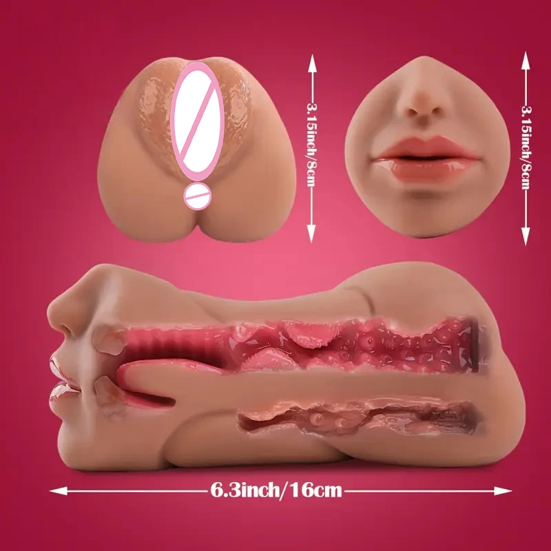 3 in 1 Mouth Lifelike Sex Doll with Face TPE Portable Adult Sex Love Toy Male Stroker Masturbator Deep Throat for Sexy Adult Men view 4
