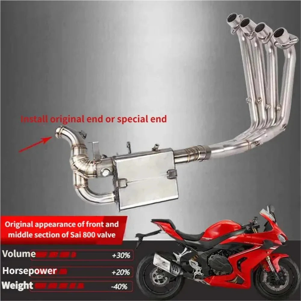 For QJMOTOR SRK600RS SRK800 Exhaust Header Mid Pipe Full System Escape Moto Accesorios Moto Scarico Completo Colector Parts
