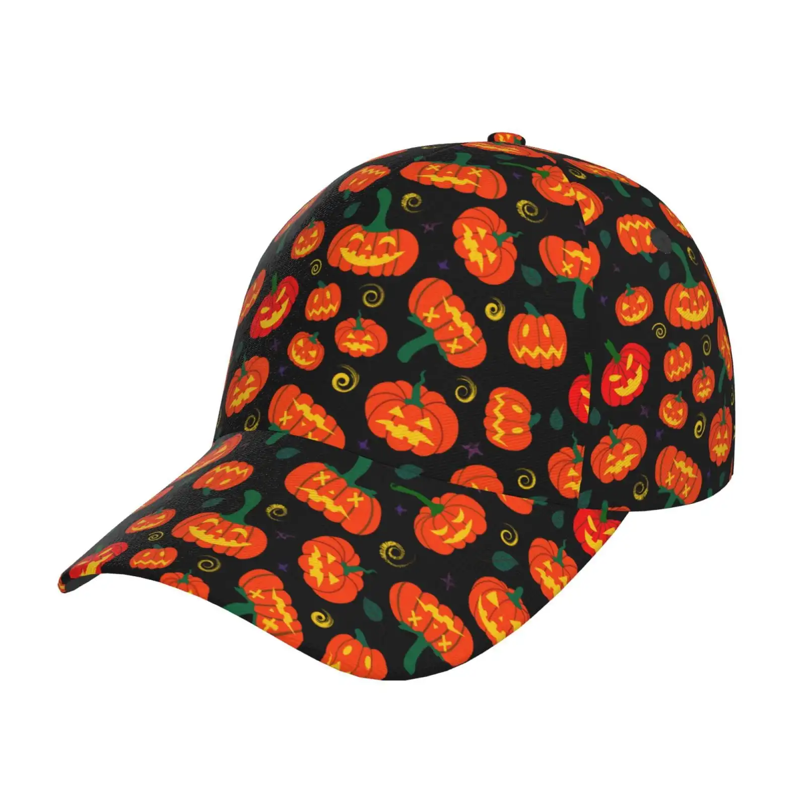Honeii Pumpkin Fallen Leaves Print Hat, Women's Baseball Hat Unisex Fit, Baseball Cap,Adjustable One Size