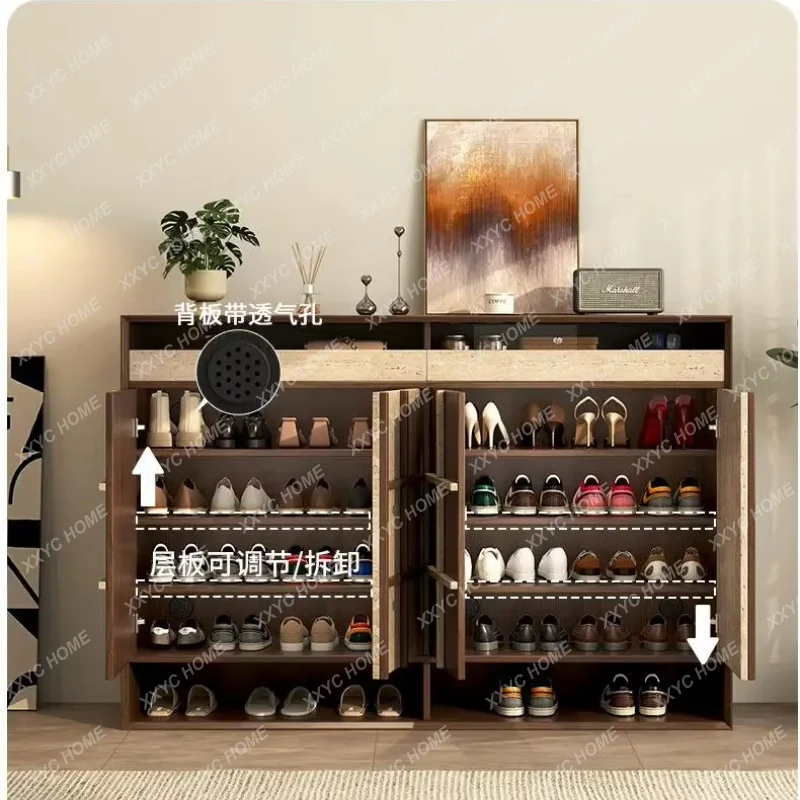 XXMedieval Style Solid Wood Shoe Cabinet Household Entrance Locker Organizer Shoerack Shoes Organizers Rack Living Room Furnitu