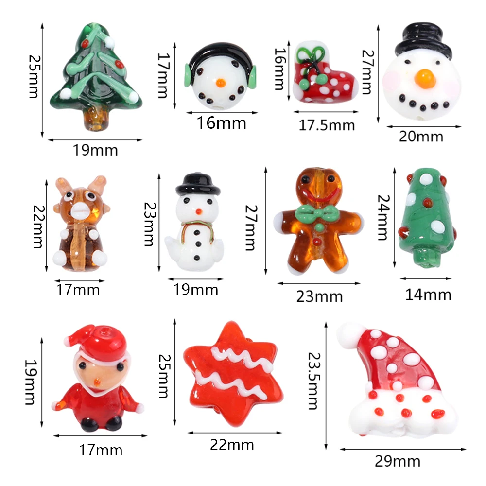 2pcs/lot Christmas Series Lampwork Glass Beads Cute Santa Claus Snowman Beads Loose Bead For DIY Jewelry Making Accessories - Image 2