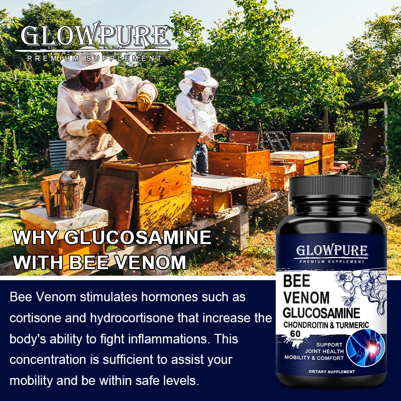 Glucosamine Chondroitin Capsules for Bone Joint Health and Mobility Comfort with Bee Venom Turmeric MSM