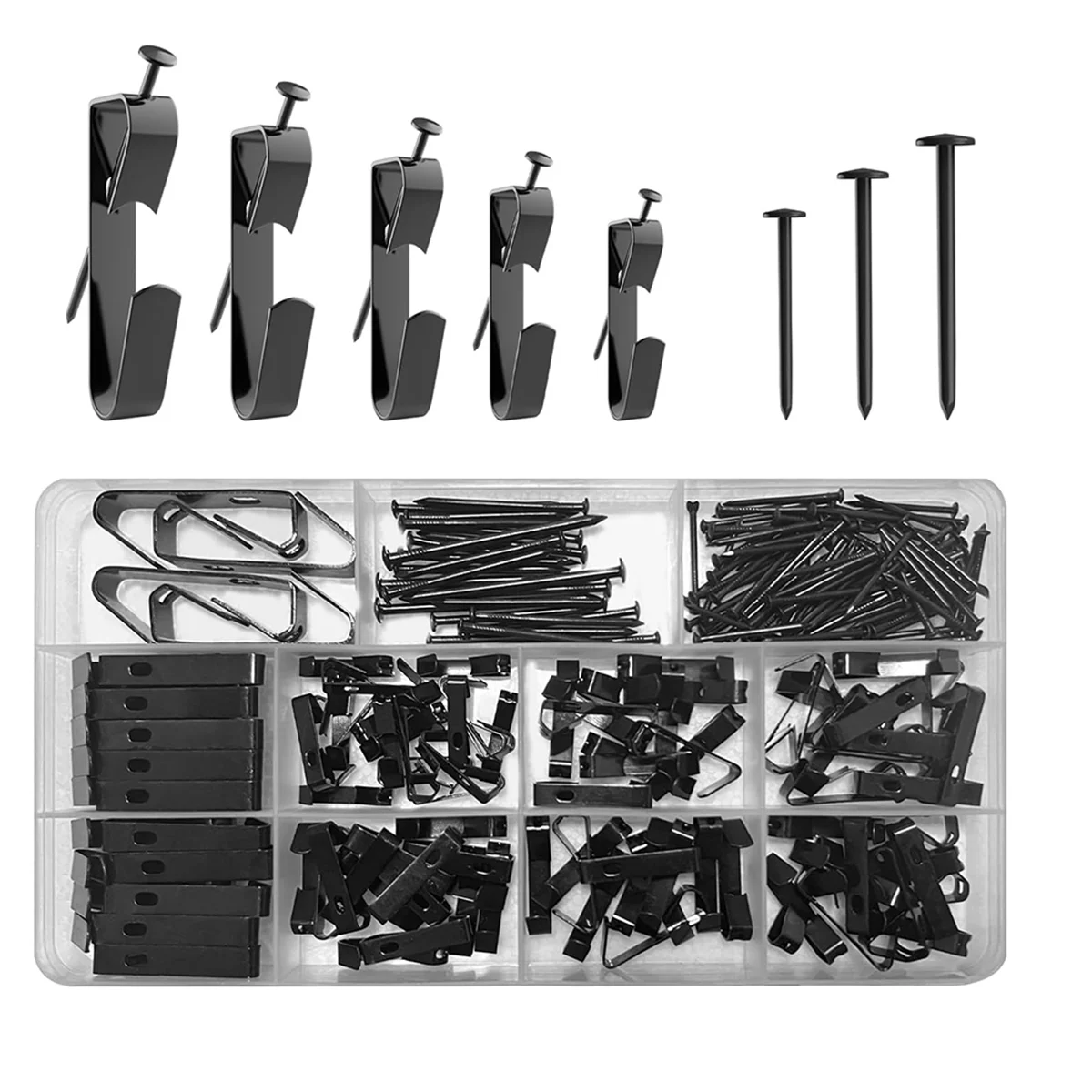 220 Pcs Picture Hangers, 5 Sizes Picture Hanging Kit, Picture Frame Hangers,Frame Hanger Kit for Picture,Canvas, Mirror