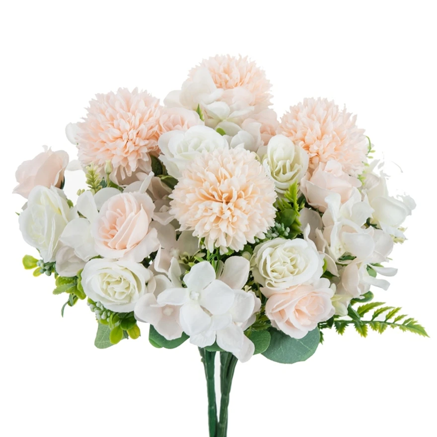 

5Pcs Artificial Flowers Silk Roses Chrysanthemums Bridal Bouquets Wedding Garden Home Table Centrepieces Decor Garland Ornaments