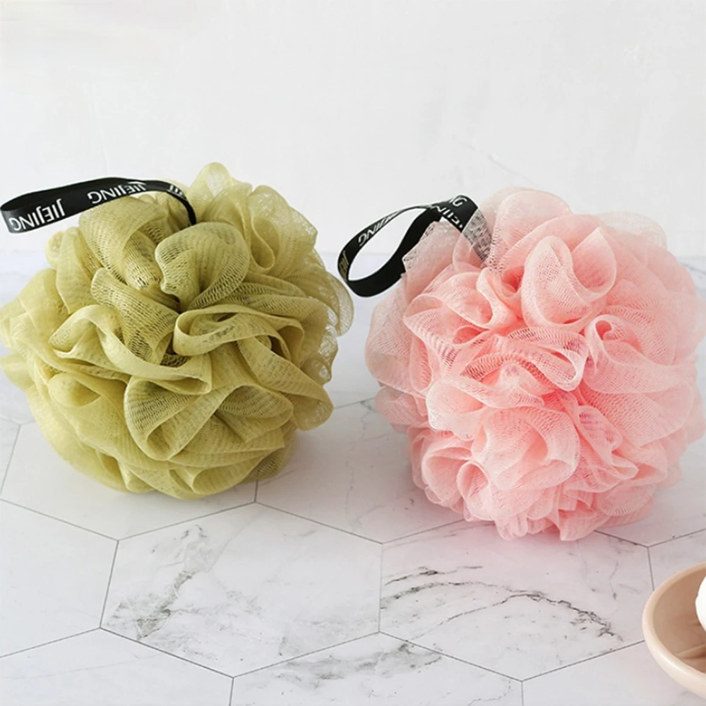 Colorful Mesh Pouf Shower Sponge With Loofah And Shower Ball Soft And Gentle On Skin Perfect For Bathing And Showering