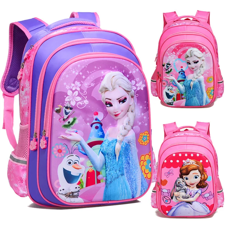 Disney dondurulmuş Elsa Anna karikatür okul çantaları kız sırt çantası çocuk ilkokul öğrencileri Schoolbag çocuklar kompozit çanta Mochila