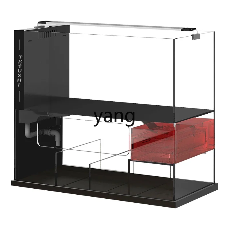 Yjq ecological stream integrated bottom filter water-free fish tank industrial wind ultra-white glass desktop tank