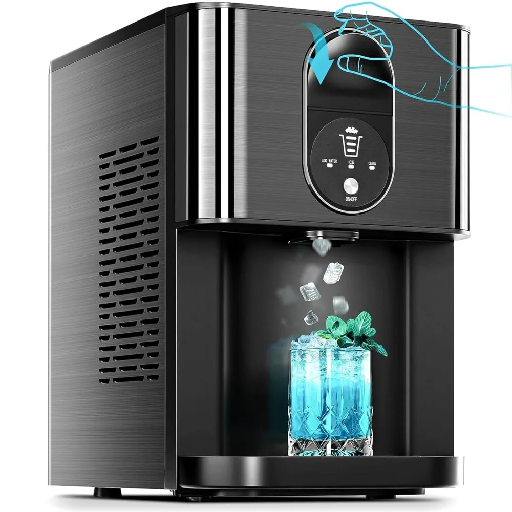 

Countertop Nugget Ice Maker,Ice Machine with 2.5qt Water Reservoir,50 Lbs/24H,Self-Cleaning,Pellet Ice Maker for Home & Office