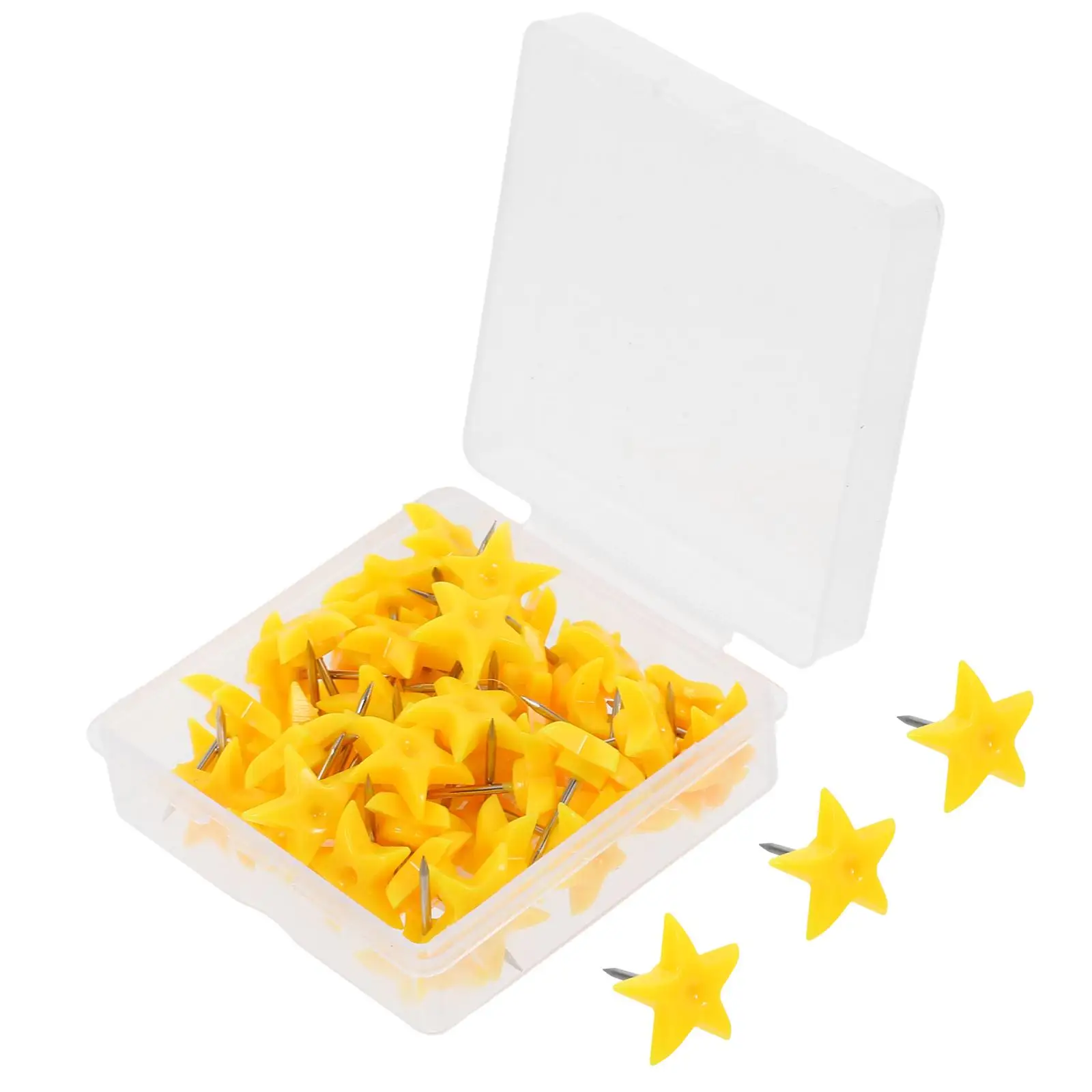 

50 Pcs Five-pointed Star Thumbtacks Aesthetic Yellow Metal Push Pins for Cork Board Wall Tacks Office Supplies Durability