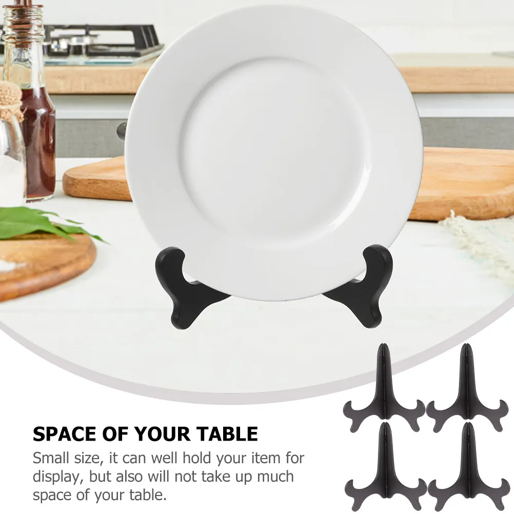 4Pcs Versatile Plastic Display Easel Small Plate Holder Picture Stand Card Holder Memo Organizer Cookie Display Rack for Cafe