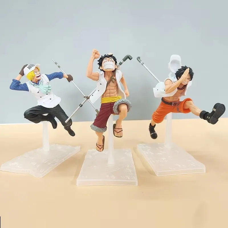 17cm Anime One Piece Figur Luffy Ace Sabo Drei Brüder Laufende Pose Statue Modell PVC Desktop Actionfigur Spielzeug Geschenke – Detail 1