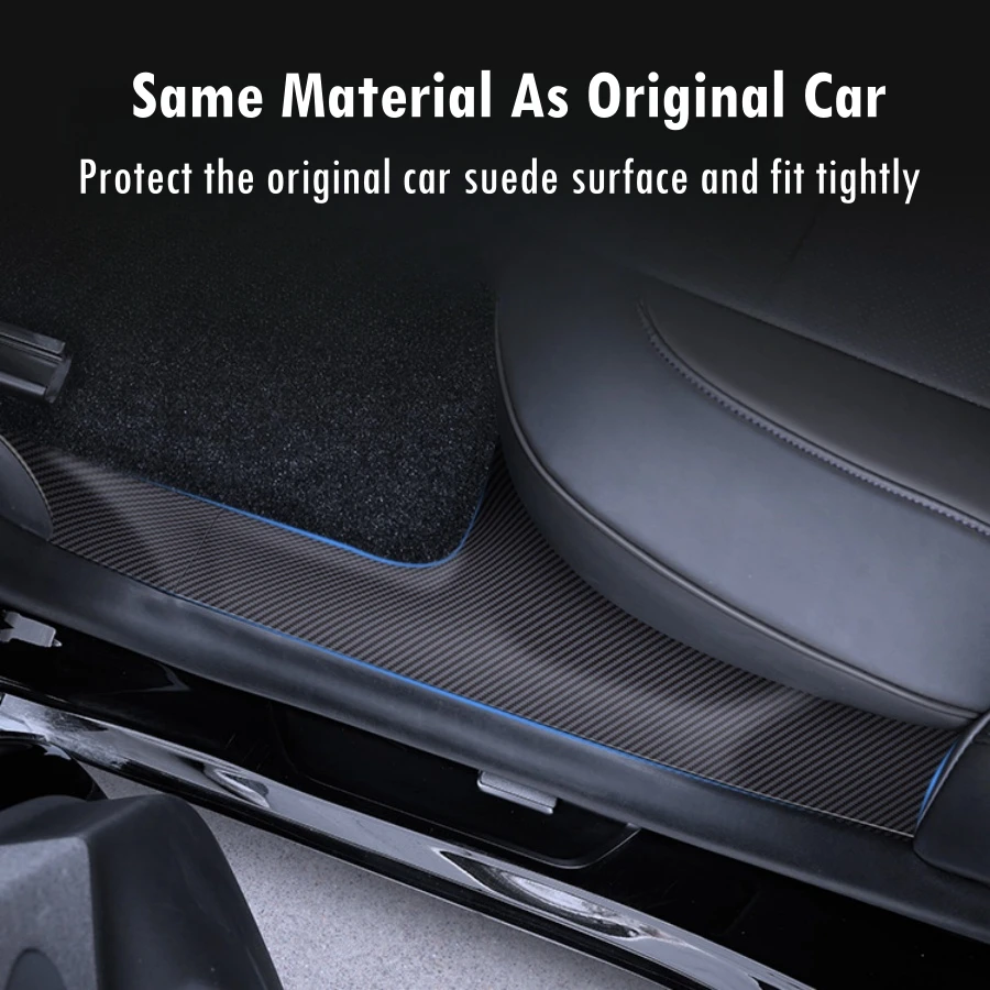 For Tesla Model 3 Highland 2024 Door Sill Protector Scuff Plates Matte Carbon Fiber ABS Rear Seat Car Pedal Kick Protection