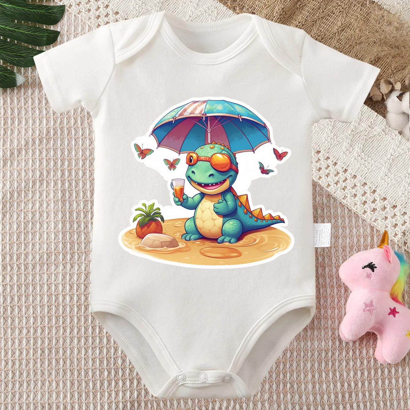 

Хлопковый комбинезон-боди с принтом «Динозавры» для новорожденных от 0 до 12 месяцев, удобный, для пляжа и отдыха