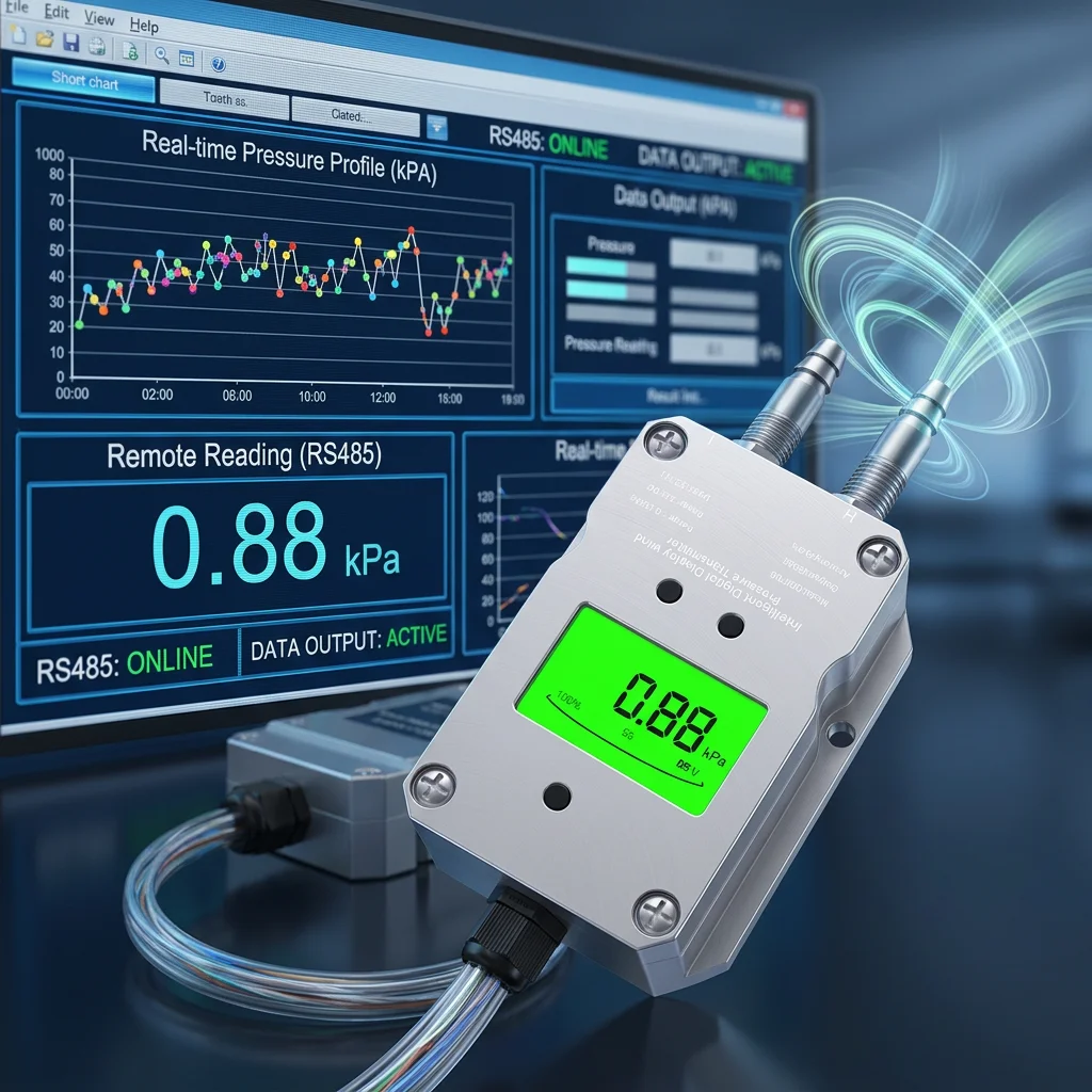 LCD Differential Pressure Transmitter Digital 0-100Pa to 4-20mA 0-10V RS485 Differential Pressure Transducer Gas Pressure Sensor