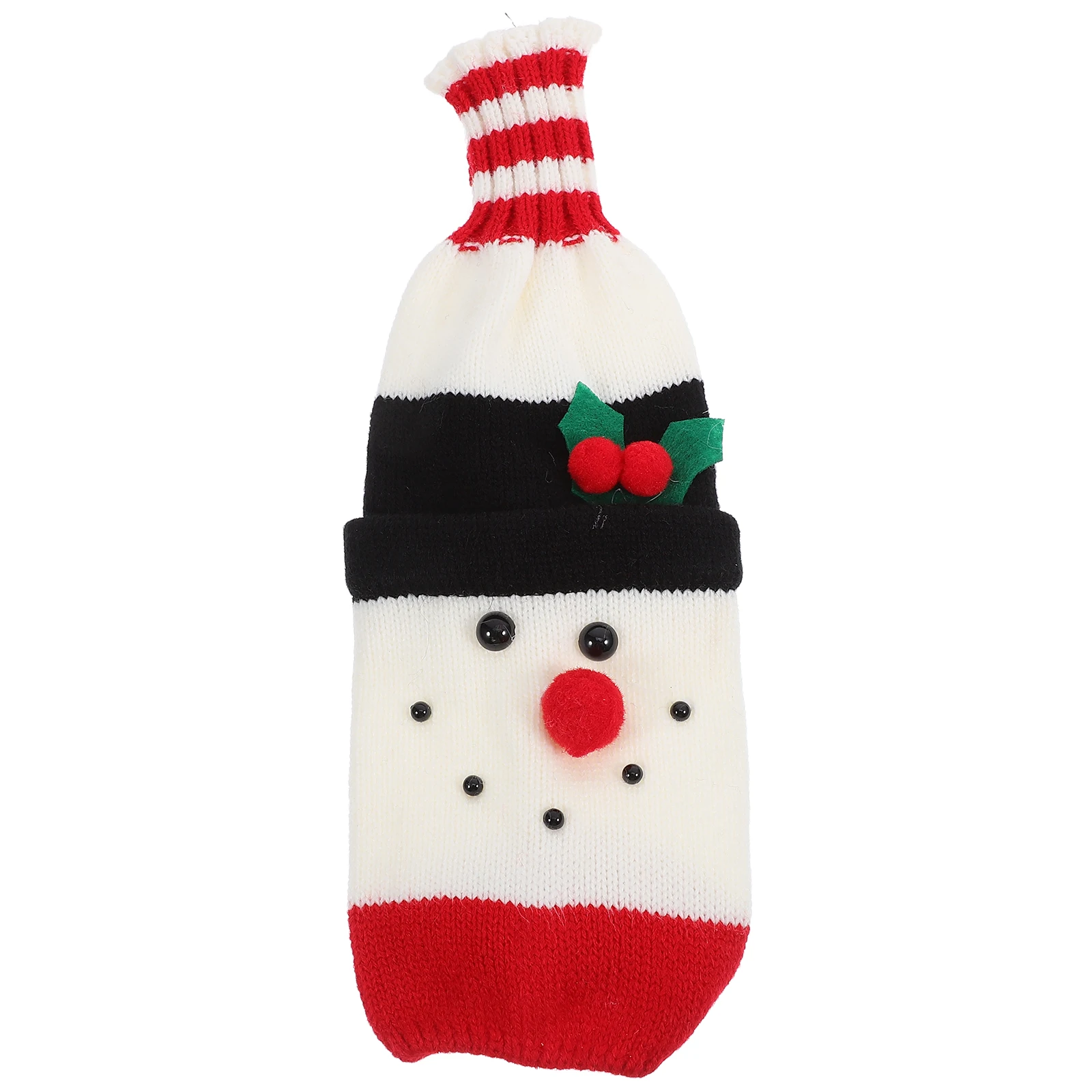 

Knitted Christmas Wine Bottle Cover Adorable Handmade Xmas Decorations Exquisite Holiday Party Supplies Wine Bottle Cover