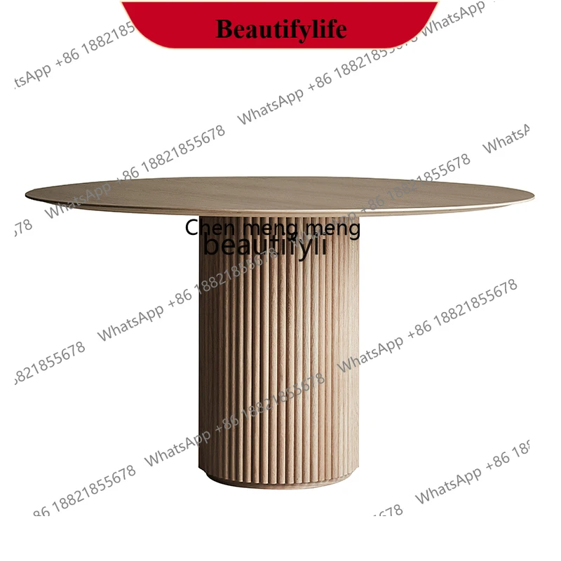 z183  Household round table dining table, solid wood rock slab round dining table, negotiation, round Nordic simplicity