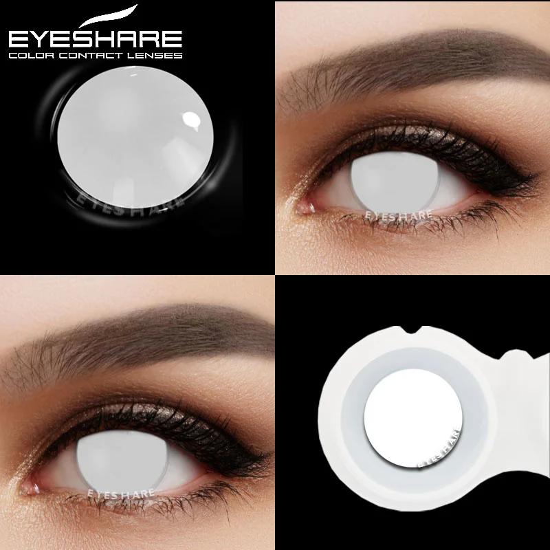 EYESHARE 2pcs Halloween Contacts Lenses Color Contacts Black White Contacts for Eye Anime Cosplay Contacts White Mesh Blind Lens