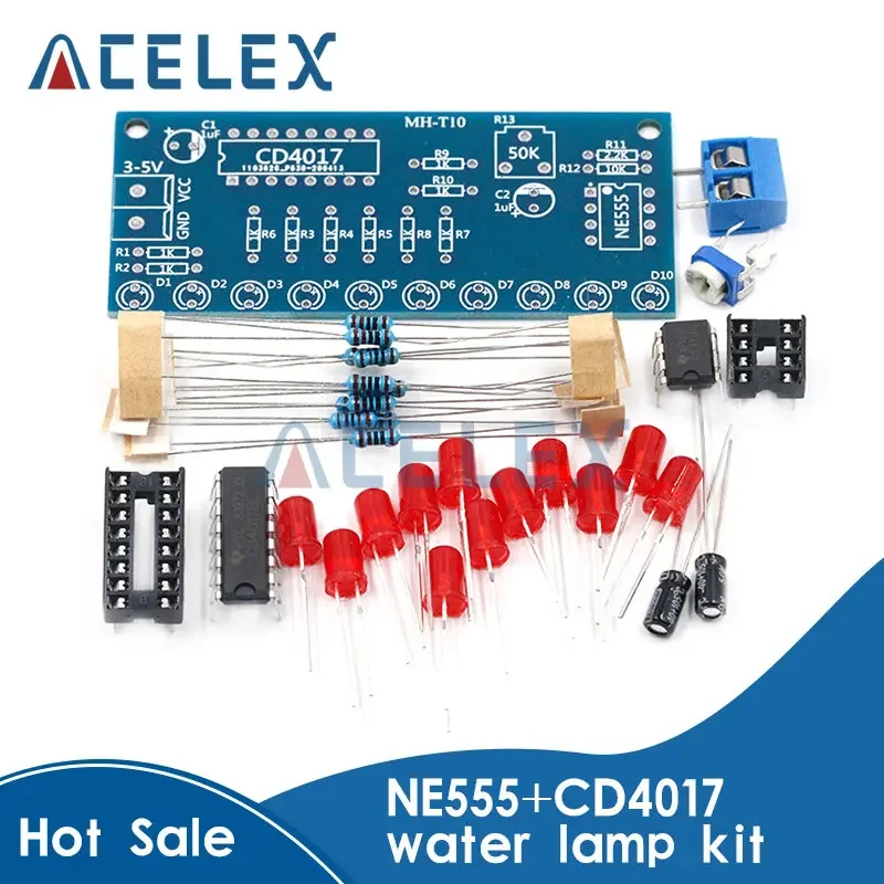NE555 CD4017วิ่ง LED กระแสเงินสดอิเล็กทรอนิกส์การผลิต Suite โมดูลควบคุม Capacitor Oscillator นาฬิกา Siganal DIY ชุด